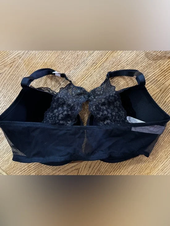 Victoria's Secret Black Lace Racerback Push-Up Bra with Subtle Shimmer - Picture 5 of 11